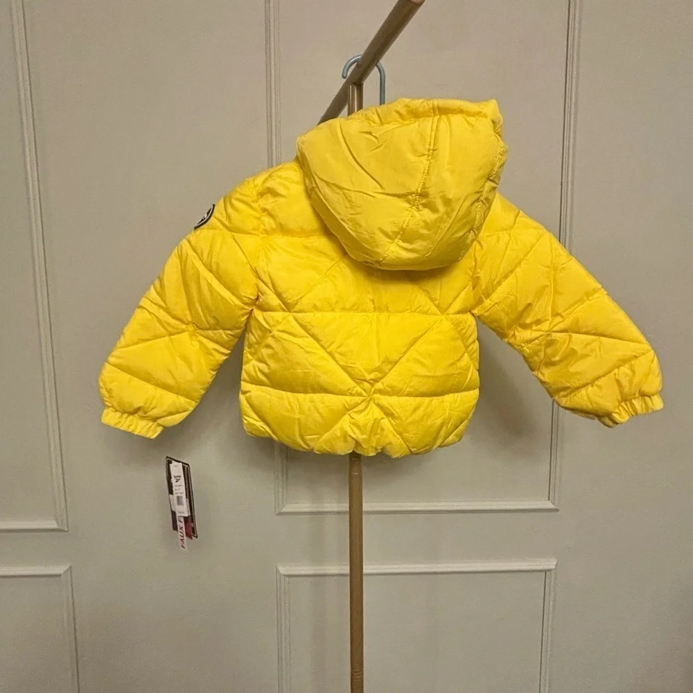 Reebok Yellow Puffer Size 4T NWT Unisex Bomber Puffer Jacket MSRP $95 - Picture 2 of 4